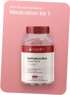 Cherries Methylene Blue with a peptide vial